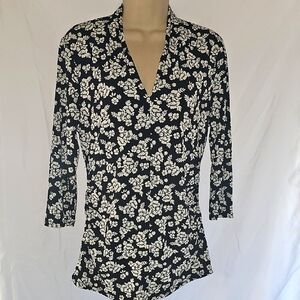 Vince Camuto Black and White Floral Blouse